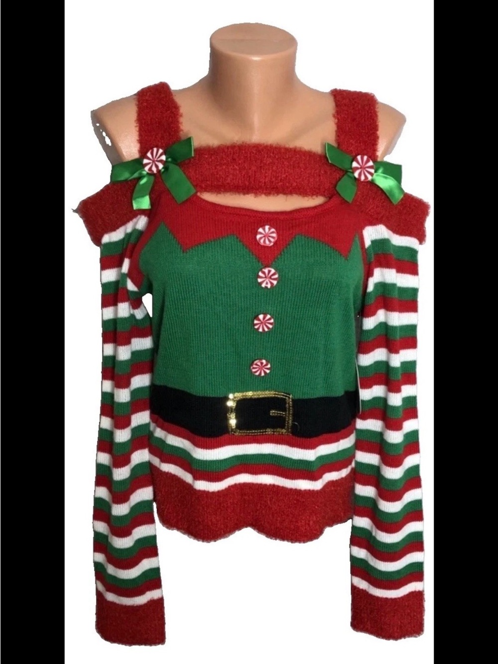 Planet Heart Xmas Cold Shoulder Sweater Women’s Size L